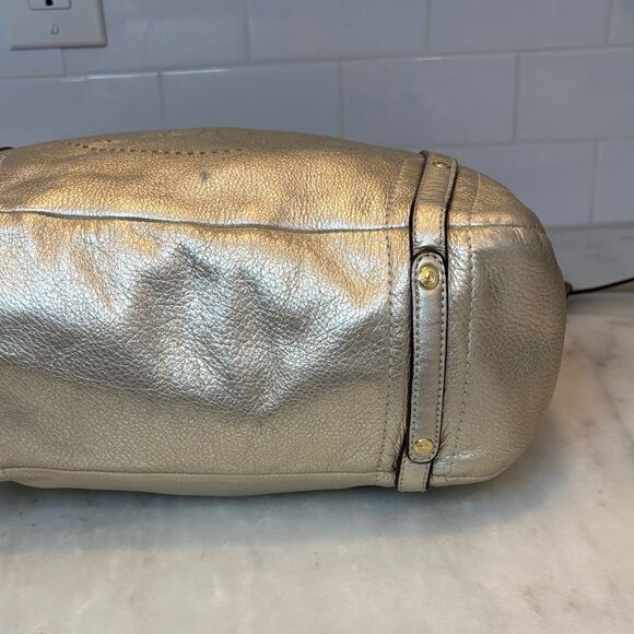 Coach Bag Purse Handbag Leather Audrey Metallic Perforated Convertible Lg Tote - Picture 10 of 16